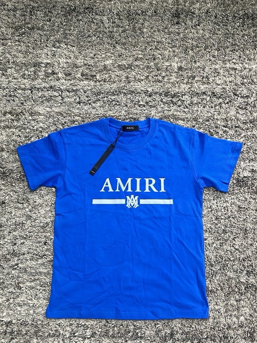 AMIRI Blue Logo Short-Sleeve Crewneck Tee
